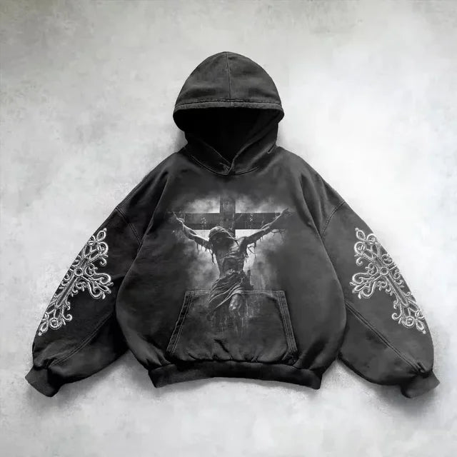 Gothic Washed Hooded Sweatshirt