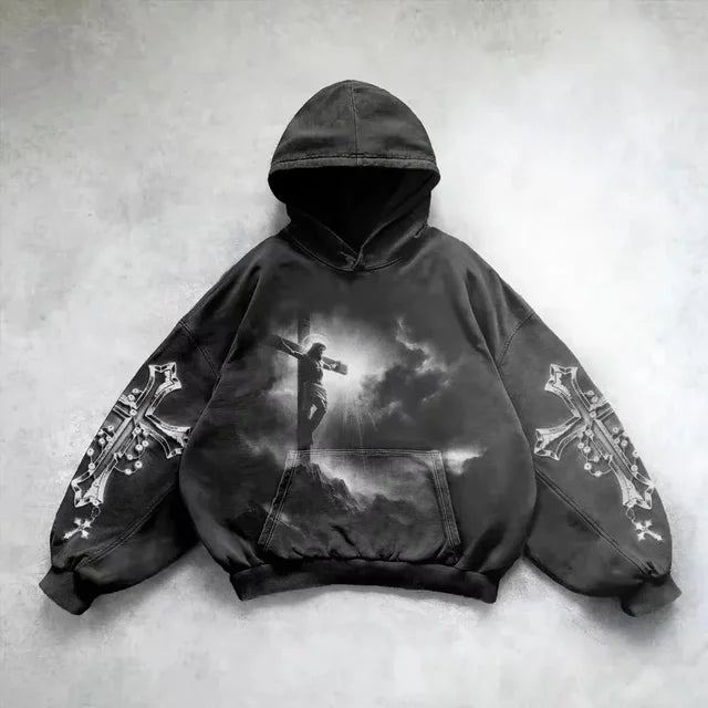 Gothic Washed Hooded Sweatshirt