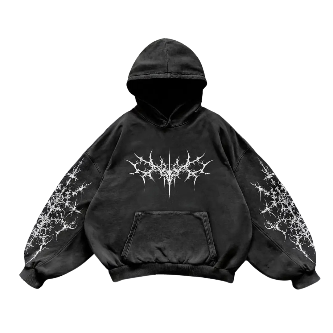 gothic print washable hoodie Man New